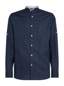 LINEN BLEND MAO COLLAR SHIRT