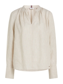 ESS LINEN V-NECK BLOUSE