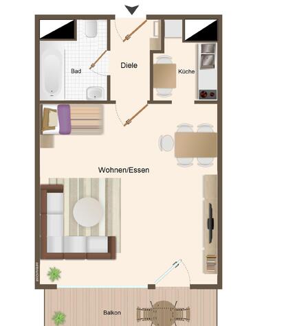 Kapitalanlage - 1-Zi.-Appartement im 6. OG an der Schweizer Grenze