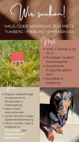 Ehepaar sucht ruhiges Zuhause im Raum Tuniberg/Freiburg/Emmendingen