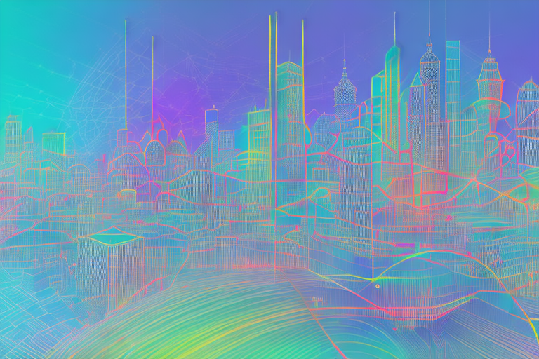 A vibrant digital cityscape