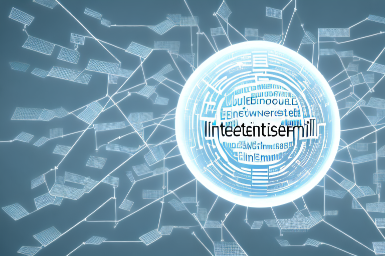 A symbolic representation of the internet with various digital elements