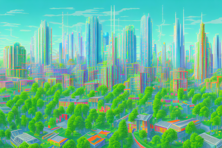 A vibrant digital cityscape
