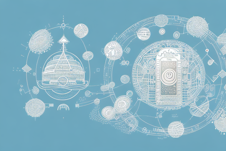 A picturesque steinmauern landscape with various symbolic elements representing internet agencies