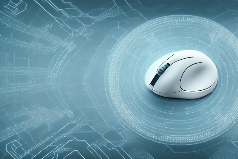 A digital landscape featuring symbolic elements like a computer mouse