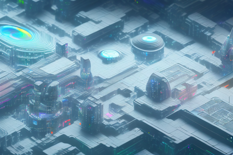 A futuristic digital cityscape