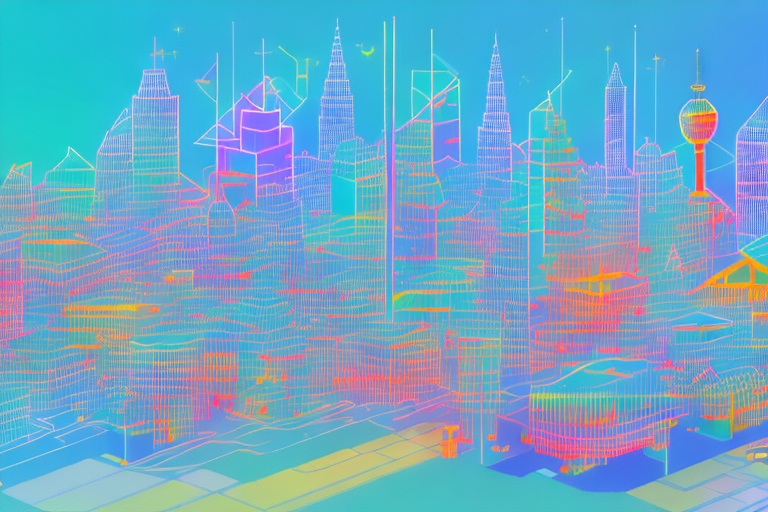 A vibrant digital cityscape