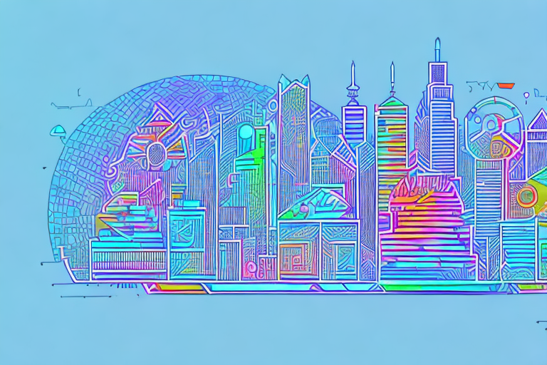 A vibrant digital cityscape