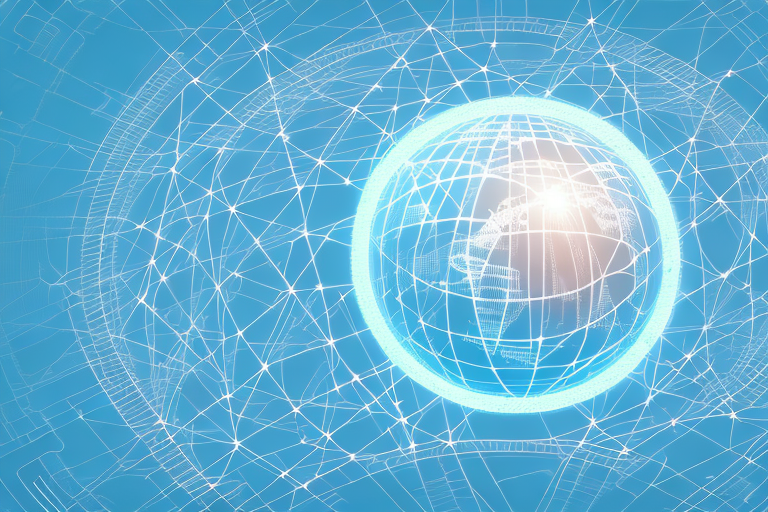 A sunny digital landscape with various symbolic elements representing different internet services