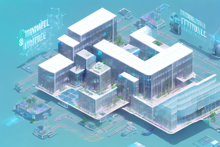 A modern office building with futuristic elements