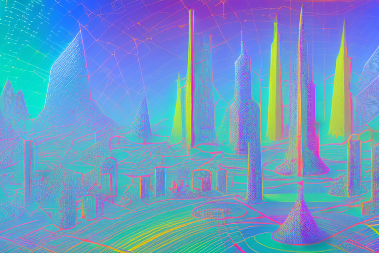 A vibrant digital landscape representing the internet