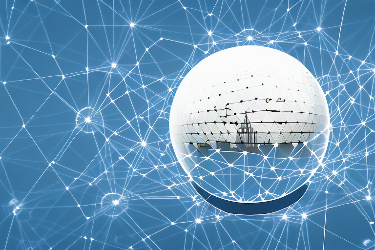 A digital globe with various interconnected nodes