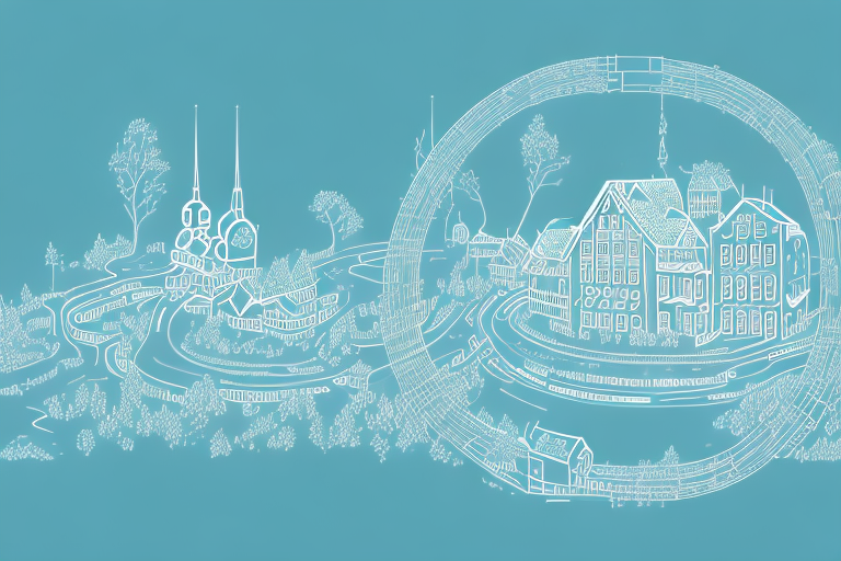 A digital landscape representing the town of schönau a.d.brend