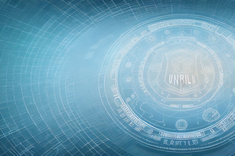 A digital landscape with various symbolic elements representing different internet agencies