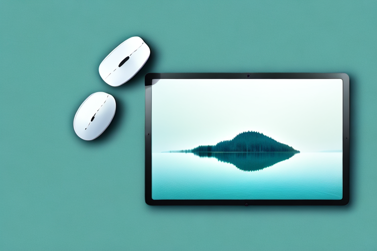 A serene staffelsee lake with a digital tablet and a mouse floating on it