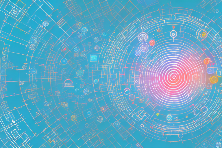 A vibrant cityscape representing sontra with various digital icons like wifi signals