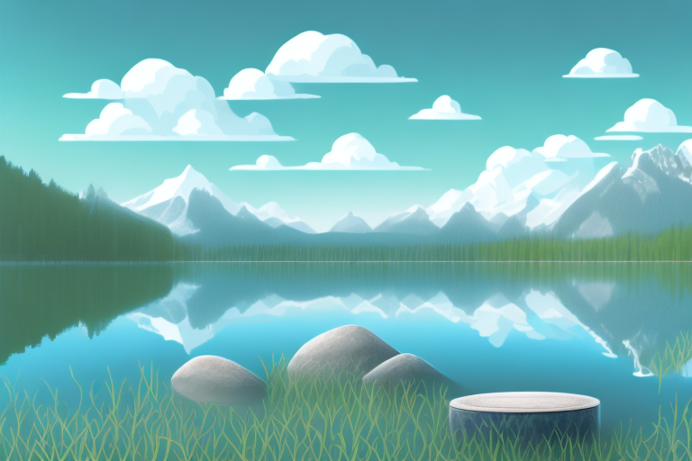A serene schwielochsee landscape with various internet symbols like wi-fi signals and browser icons subtly incorporated into the scenery