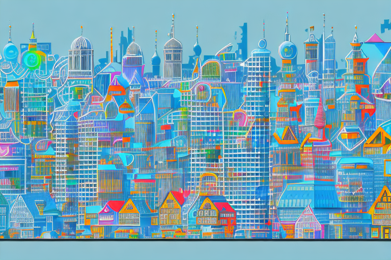 A vibrant digital cityscape