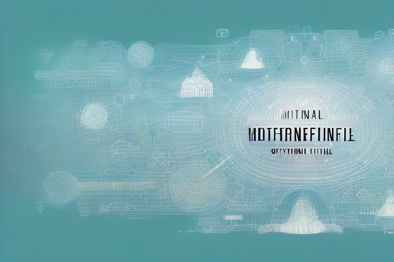 A digital landscape featuring symbolic elements of internet services like web design