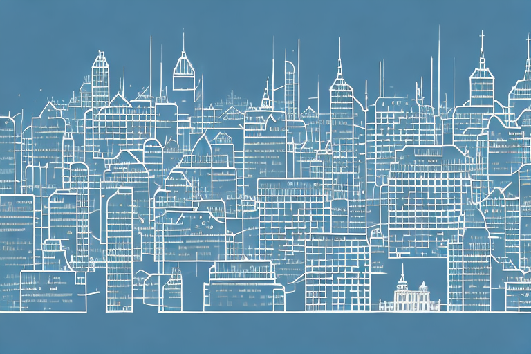 A bustling digital cityscape