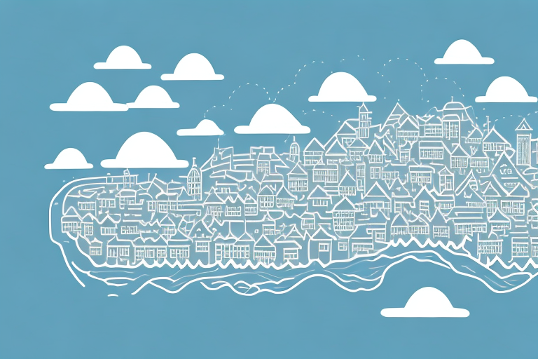 The scenic town of schömberg with various digital symbols (like a mouse cursor