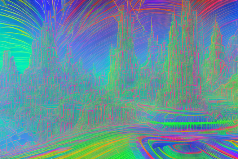 A vibrant digital landscape symbolizing the internet