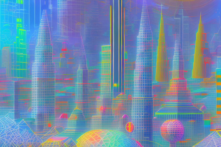 A vibrant digital cityscape