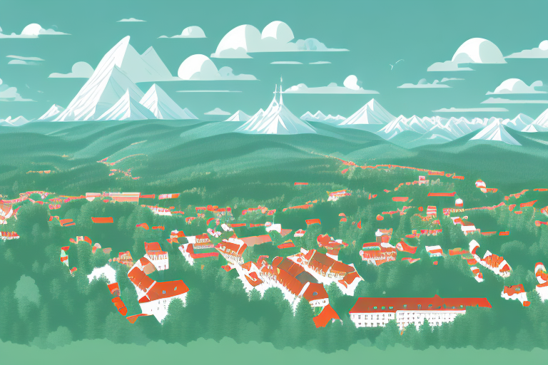 A picturesque digital landscape representing the town of schönau-berzdorf auf dem eigen