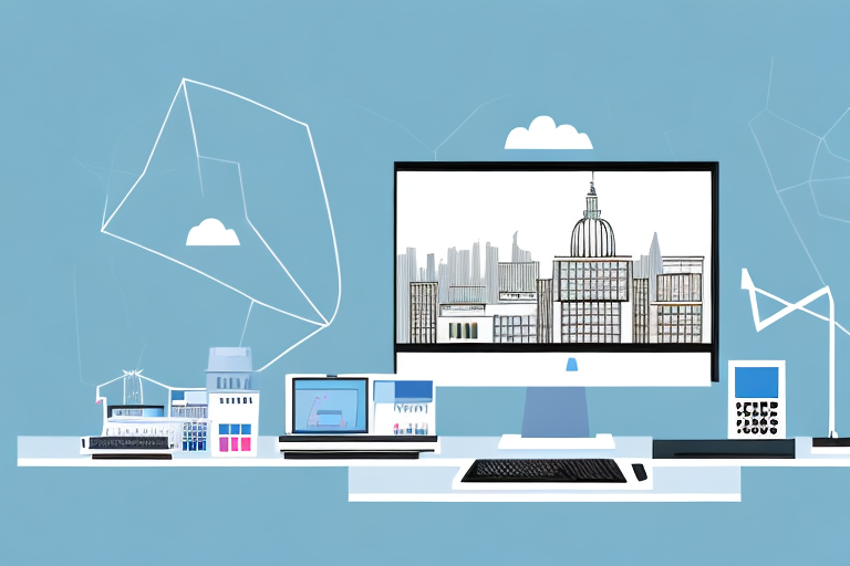 A modern office setup with computers