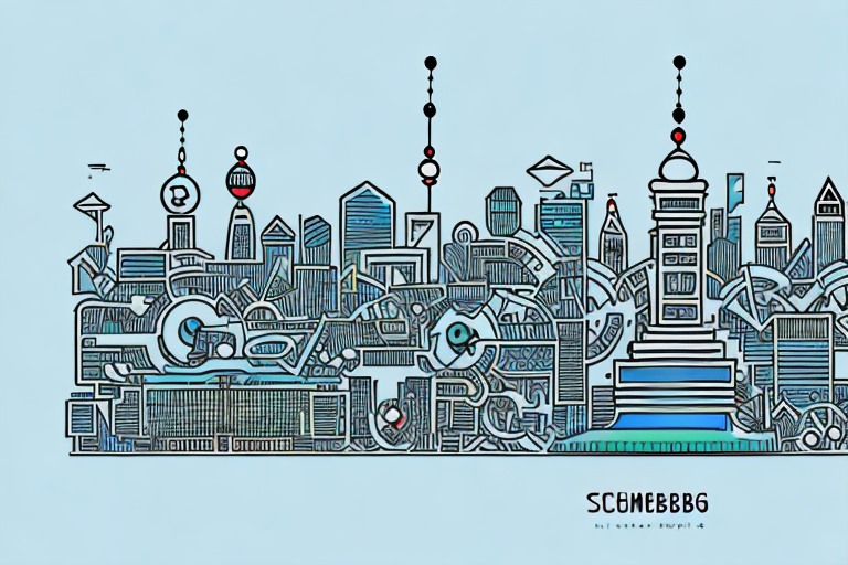 A bustling digital cityscape with iconic elements of schöneberg