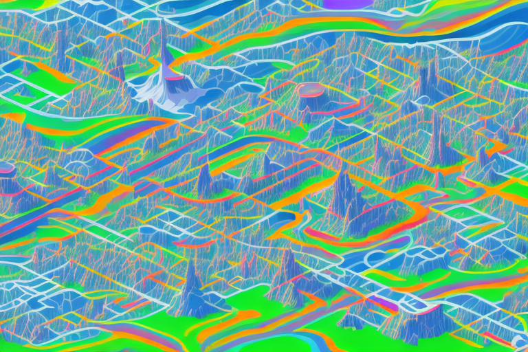 A vibrant digital landscape symbolizing the internet