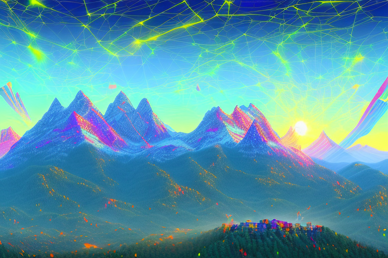 A vibrant digital landscape symbolizing the internet