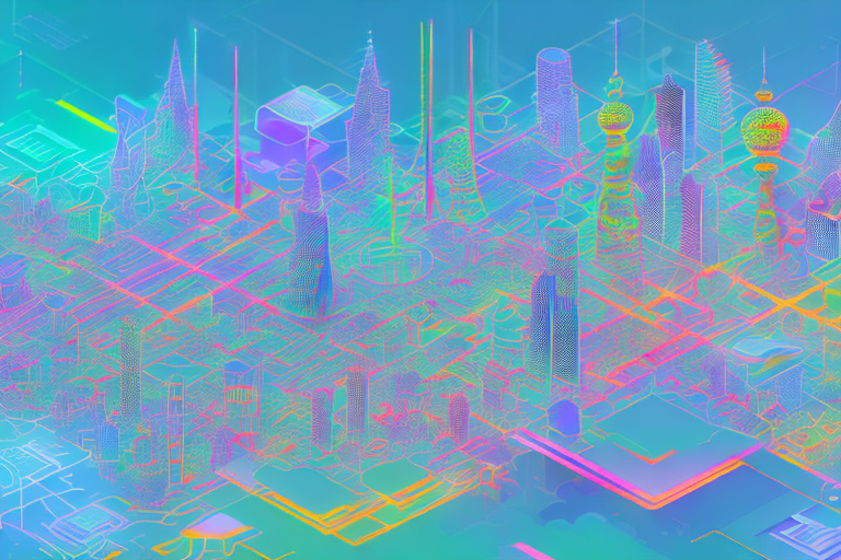 A vibrant digital cityscape