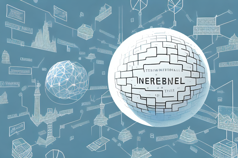 A symbolic representation of the internet with various digital tools and elements