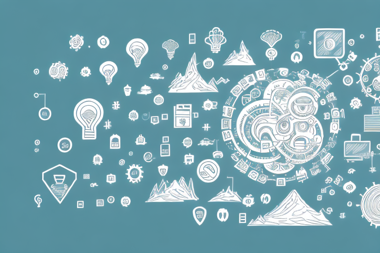 A picturesque spreewaldheide landscape with various symbolic icons representing internet technologies and digital marketing tools scattered throughout