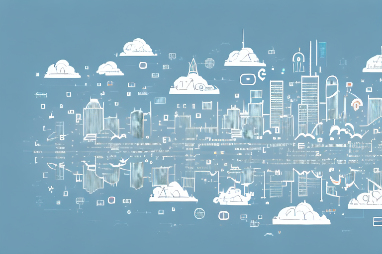 A cityscape of stadthagen with various digital symbols like wi-fi signals