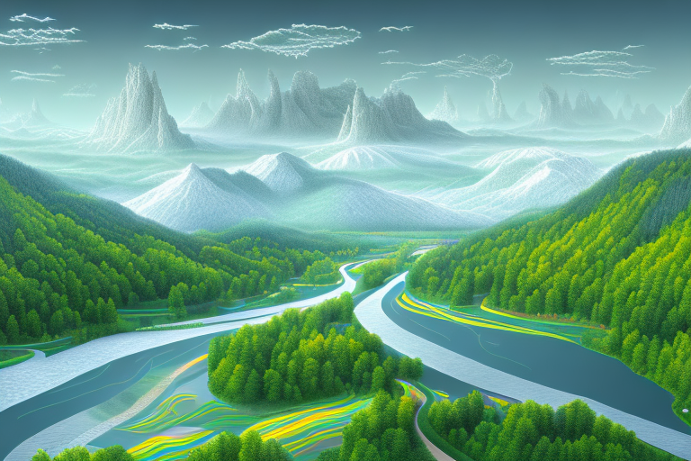 A digital landscape representing the internet