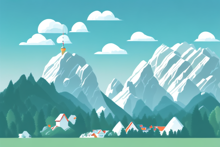 A picturesque schwangau landscape with various digital elements like website icons