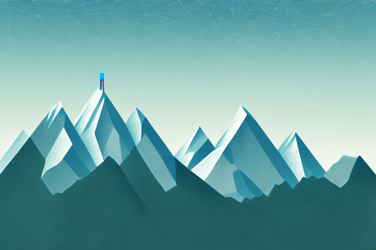 A digital landscape featuring symbolic internet elements like a browser window