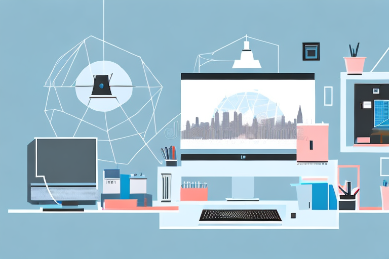 A modern office environment with computers