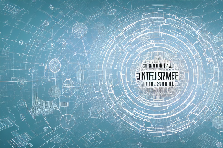 A digital landscape with various symbolic elements representing internet services