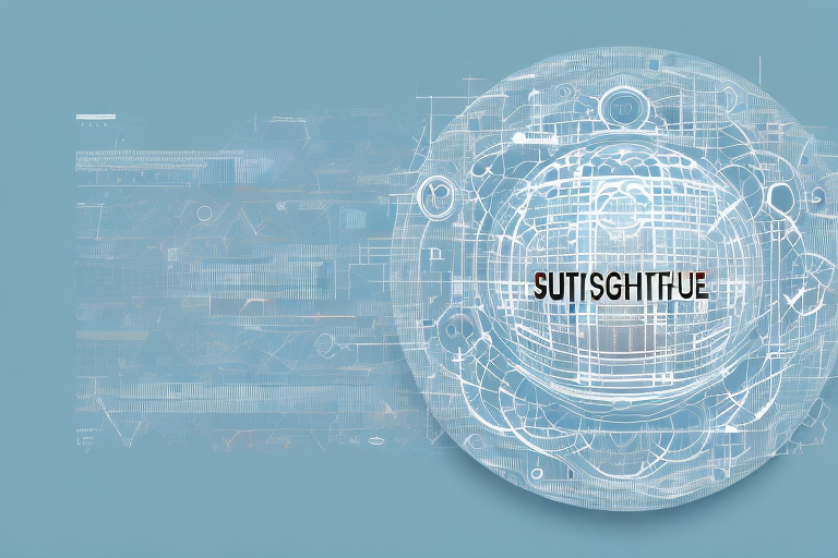 A digital landscape with various abstract structures symbolizing different internet agencies