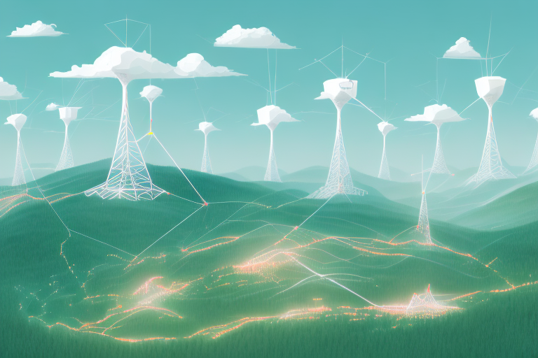 A picturesque view of seiffen/erzgebirge landscape with symbolic representations of internet connectivity