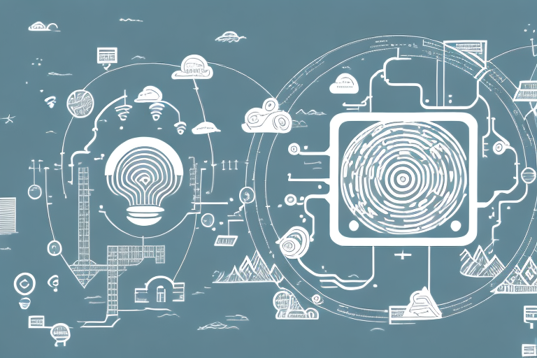 The schöntal landscape with various symbolic internet icons like a mouse