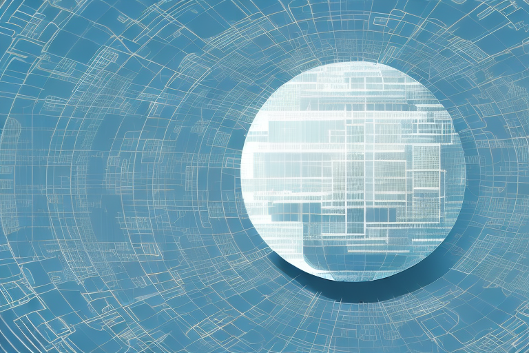 A digital cityscape with various symbolic internet elements