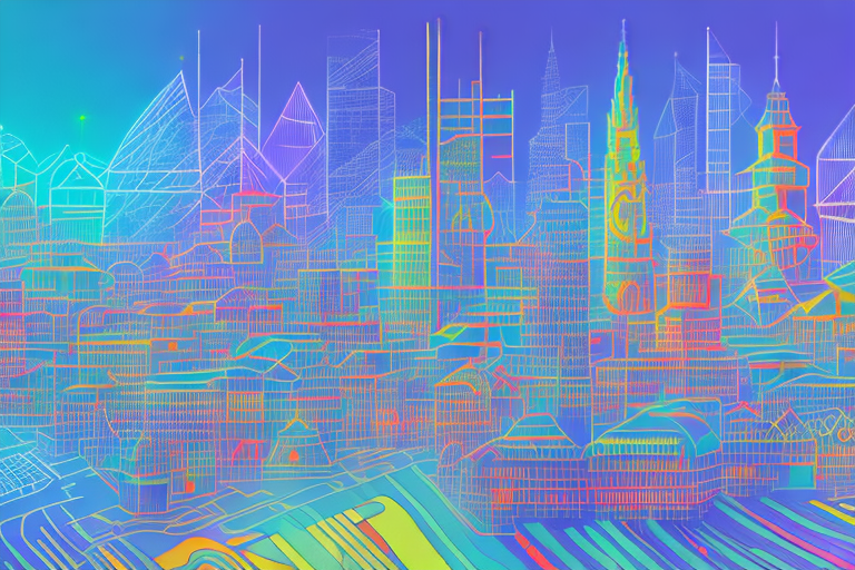 A vibrant digital cityscape