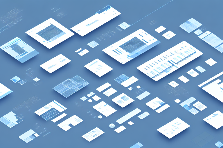 Several digital tools and elements symbolizing website creation