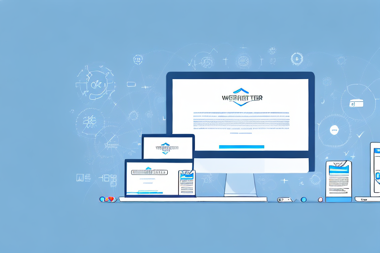 A computer screen showing a step-by-step process of website creation