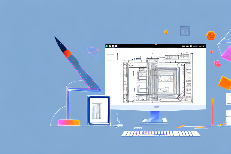 A desktop computer with a construction hard hat on it