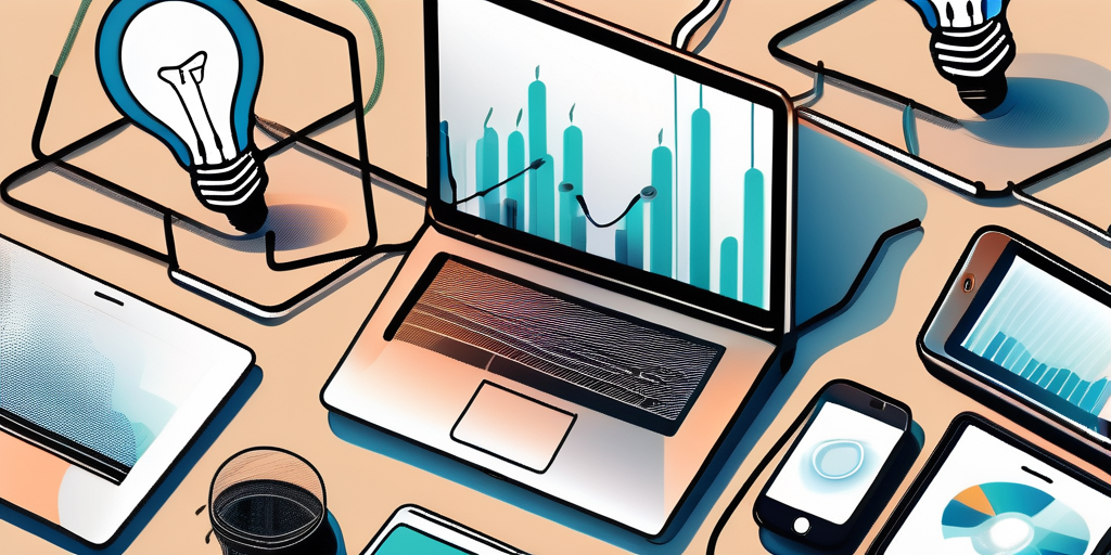 Various technological devices like a laptop